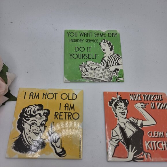 Vintage Style Quote Retro Metal Fridge Magnet Set of 5 - Picture 3 of 12